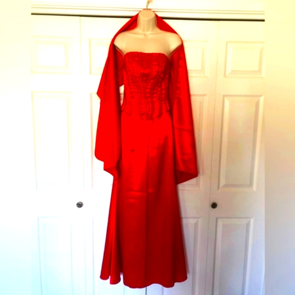 Prom Ballgown Dynasty Evening skirt & corset with shawl, purse & gloves